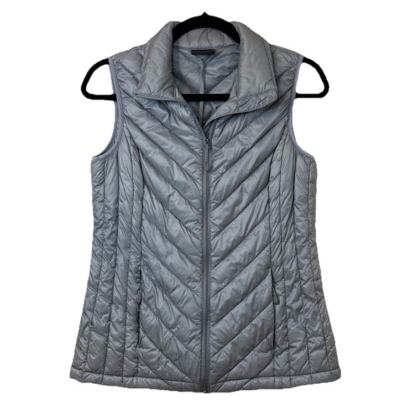 32 Degrees Women's Gray/Silver Chevron Sleeveless Zip Down Vest W/Bag Size Small - Picture 1 of 11
